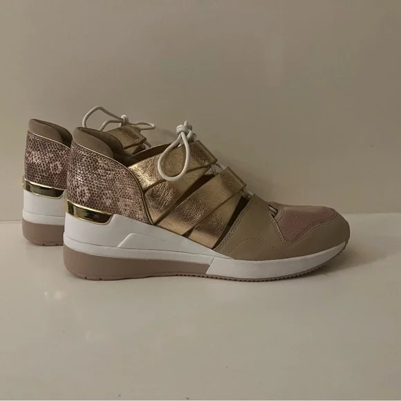 Michael Kors Gold and Tan Sneakers Size 8 - Picture 2 of 6